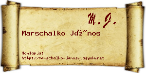Marschalko János névjegykártya